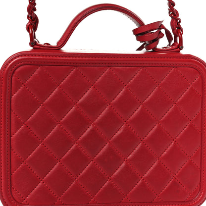 Chanel Lambskin Quilted Medium CC Filigree Vanity Case Dark Red 13 of 13