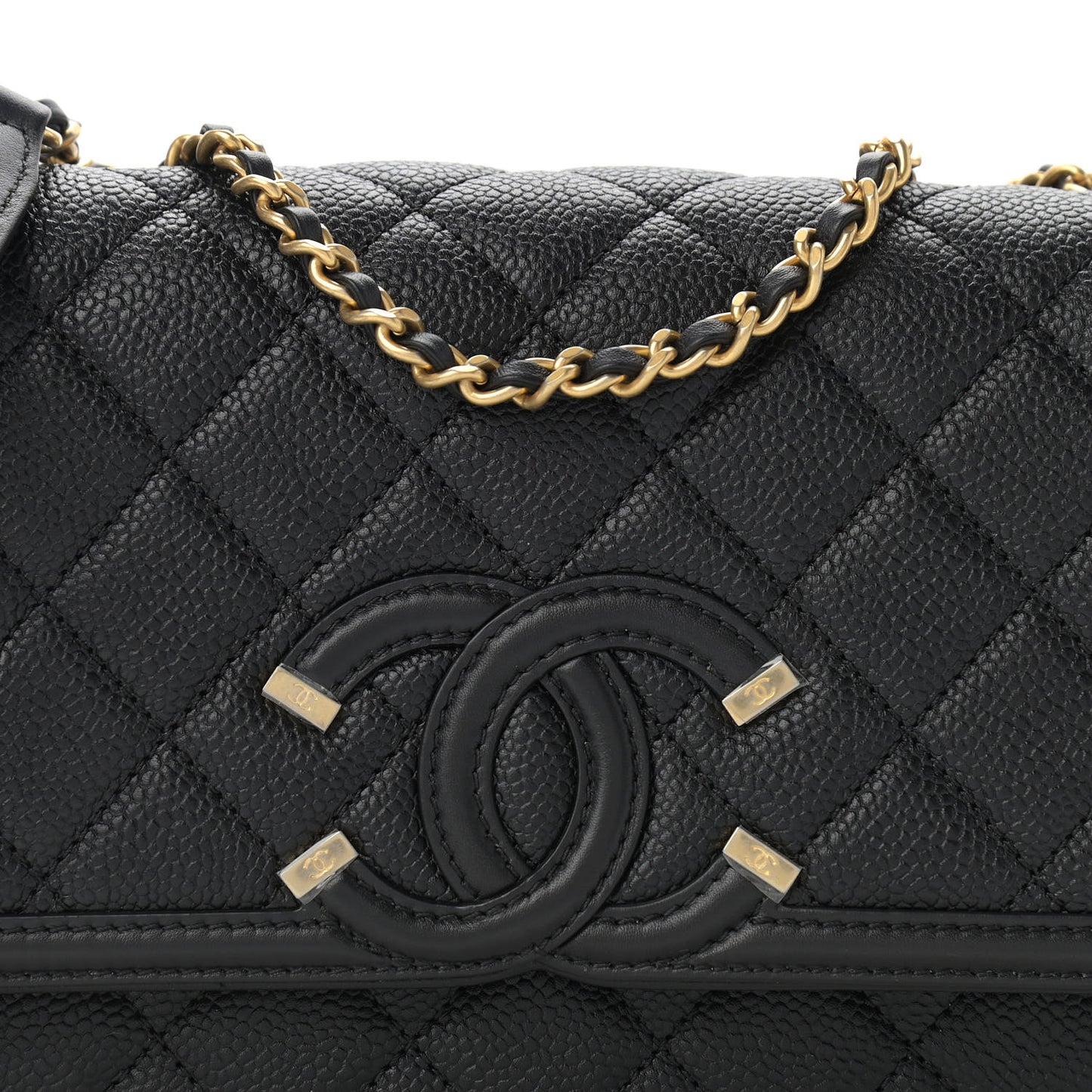 Caviar Quilted Small CC Filigree Flap Black