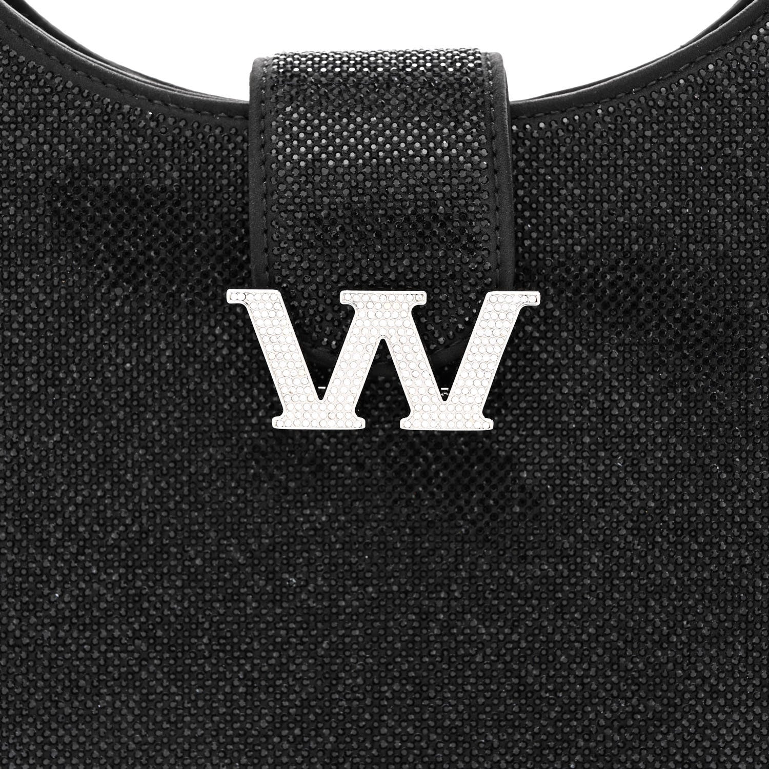 Alexander Wang Calfskin Satin Crystal Embellished Small Legacy Glitter Hobo Black 7 of 15