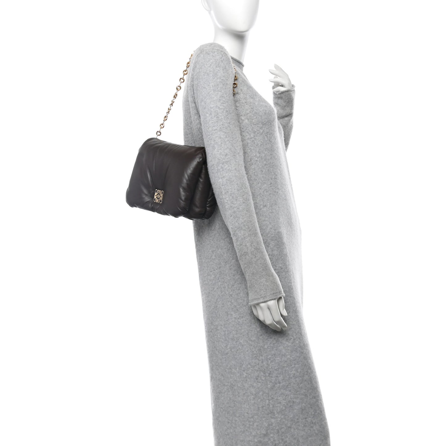 Lambskin Goya Puffer Bag Dark Chocolate