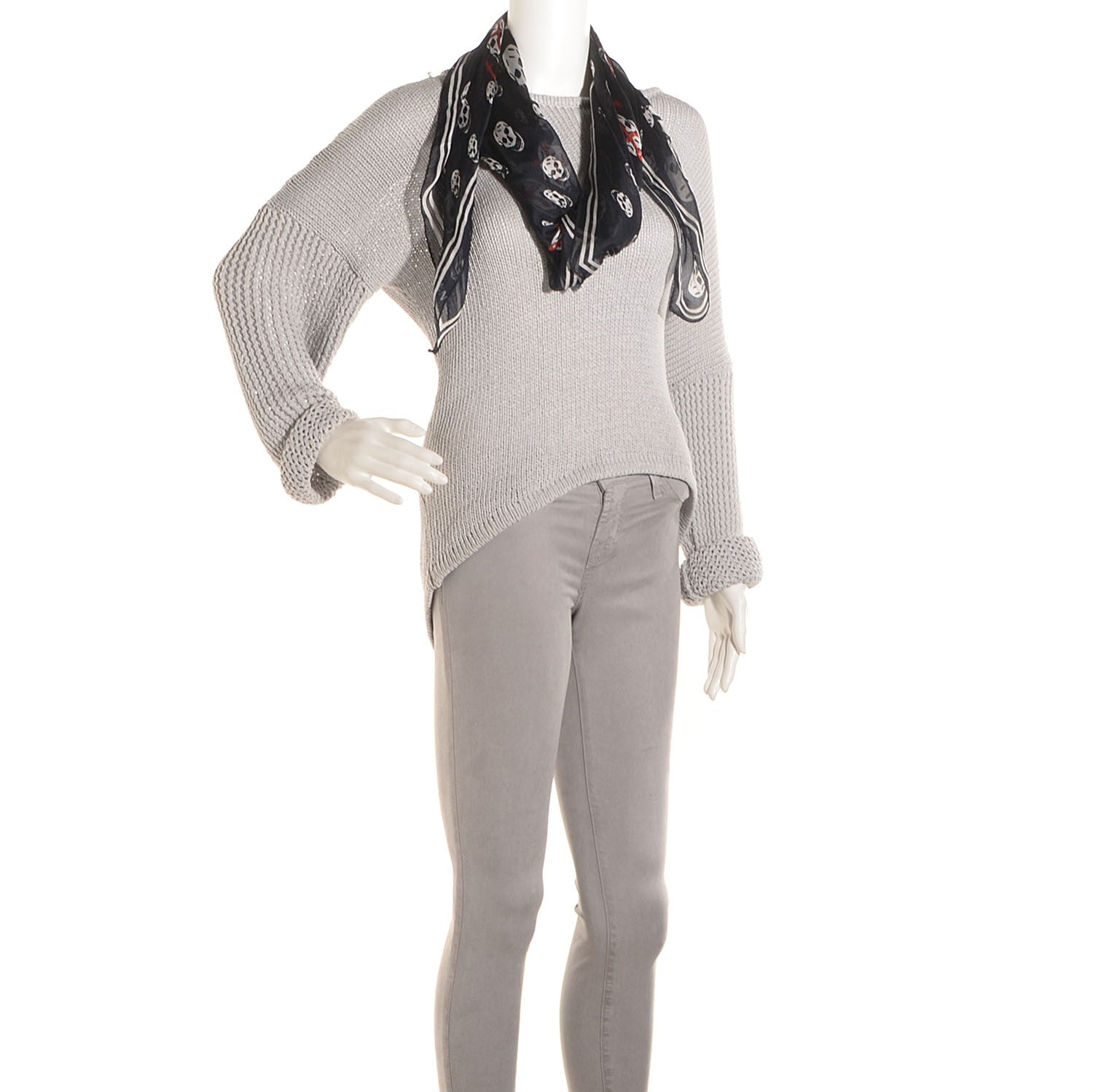 Alexander McQueen Silk Chiffon Skull Anchor Scarf 2 of 7