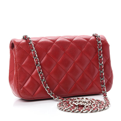 Chanel Lambskin Quilted Extra Mini Rectangular Flap Red 3 of 12