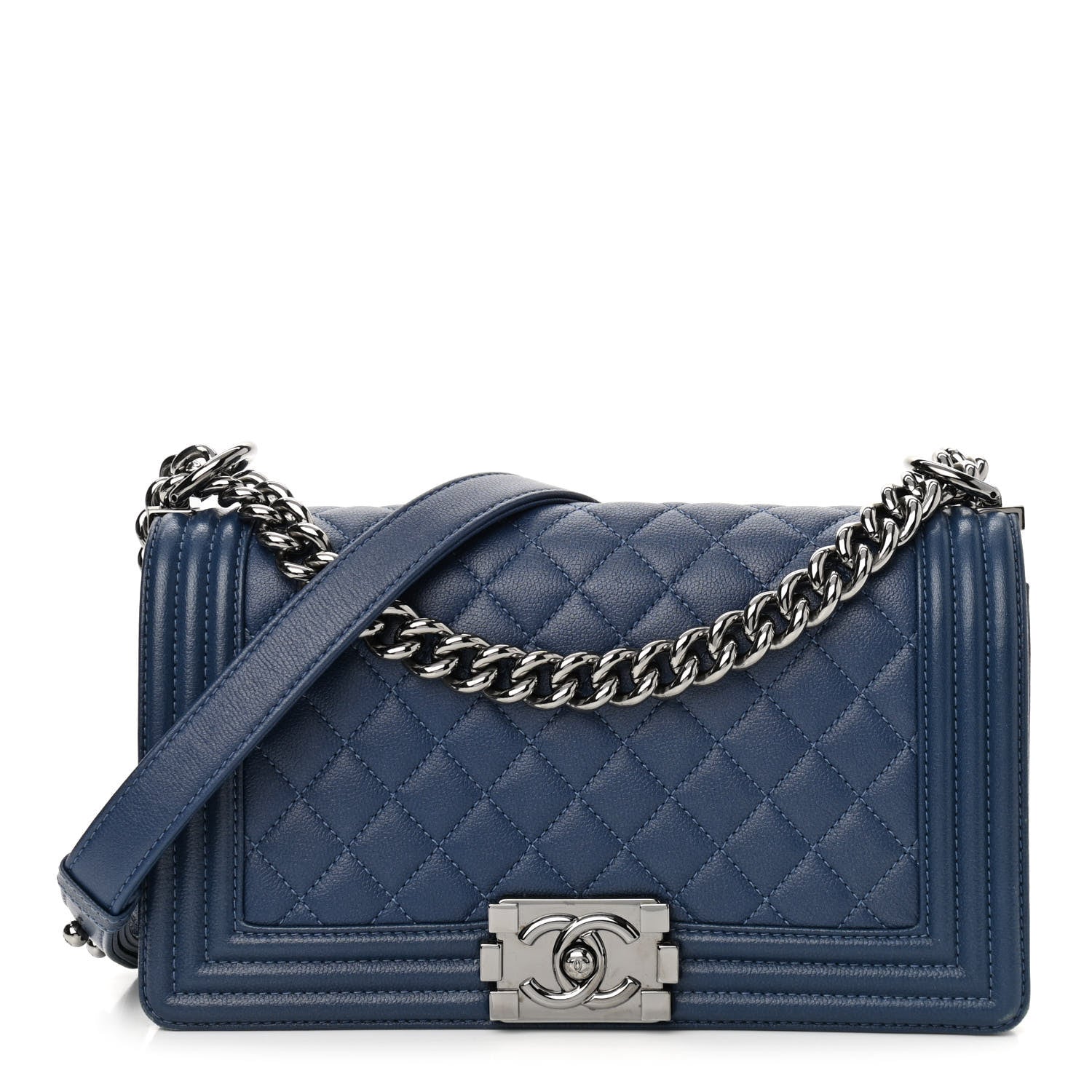 Chanel Caviar Quilted Medium Boy Flap Blue 1 of 10