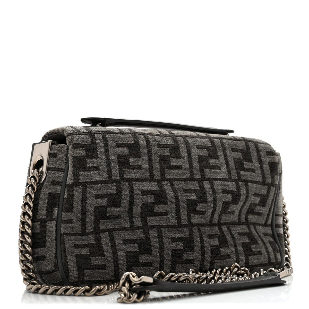 Chenille Vitello Seta FF Midi Chain Baguette Tortora
