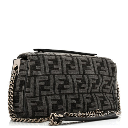Fendi Chenille Vitello Seta FF Midi Chain Baguette Tortora 3 of 12