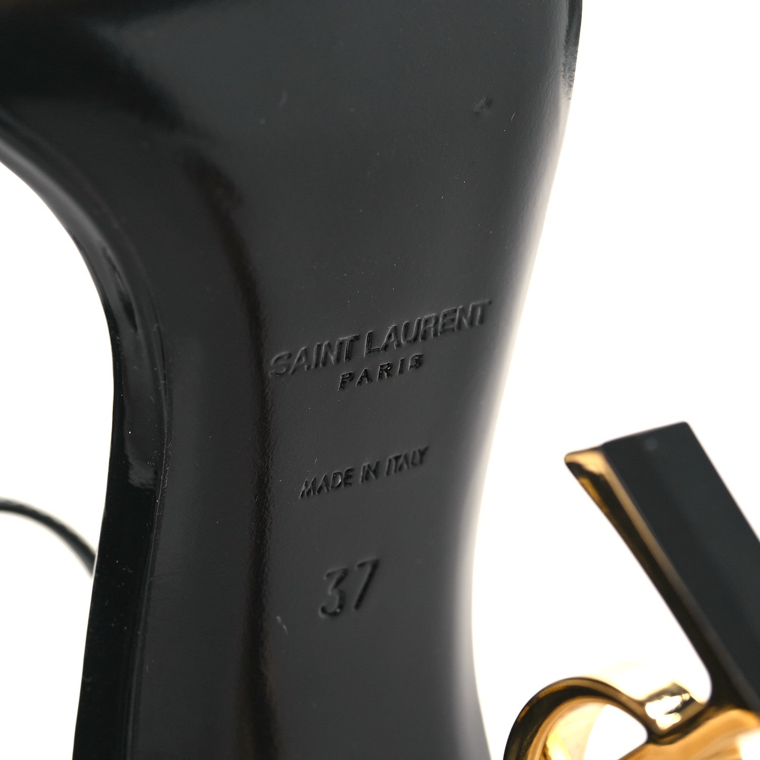 Saint Laurent Patent Calfskin Opyum 110 Sandals 37 Black Gold 7 of 10