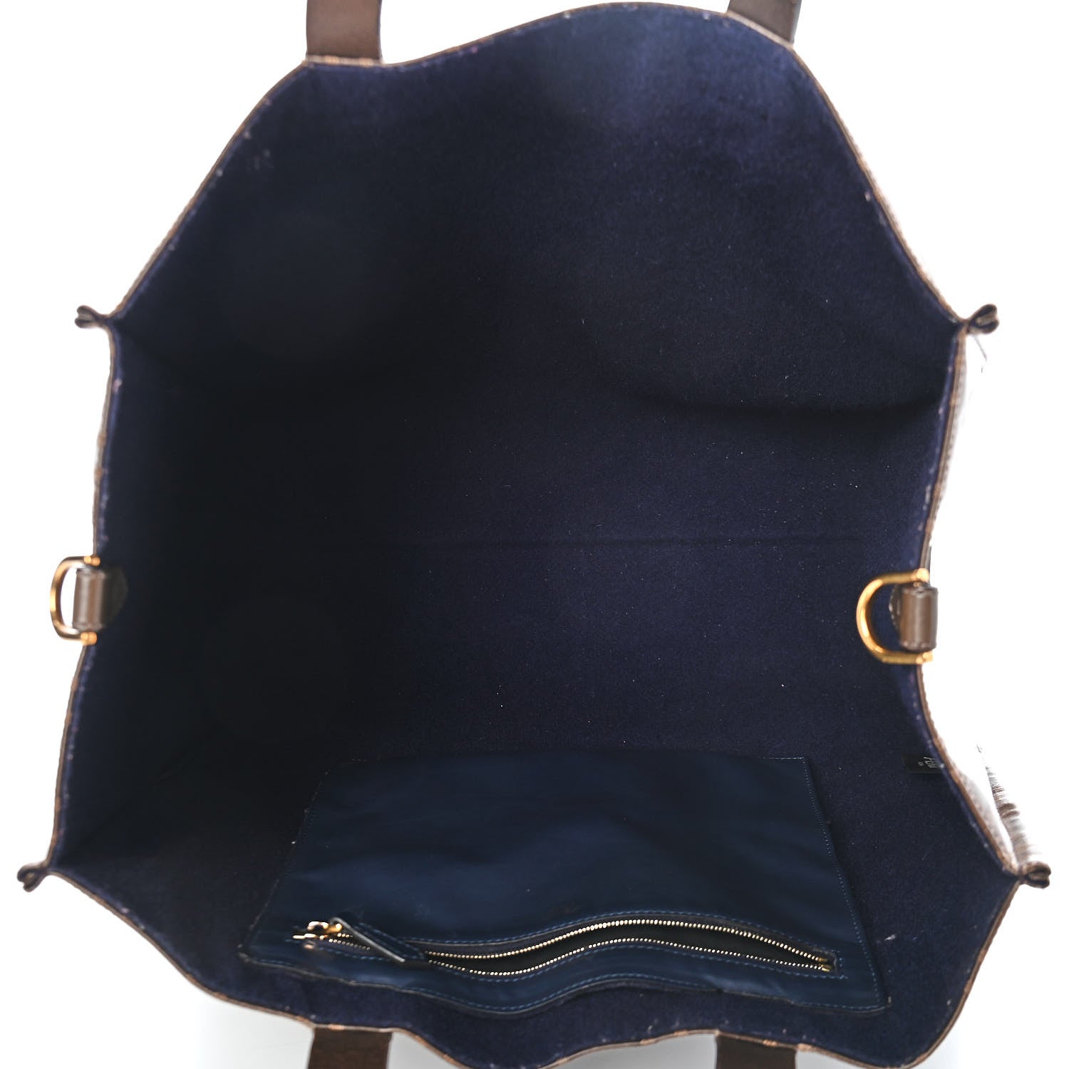 Fendi X FILA Glazed Fabric FF 1974 Mania Shopping Tote Bag Mogano Panna Blueberry 5 of 12