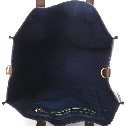 Fendi X FILA Glazed Fabric FF 1974 Mania Shopping Tote Bag Mogano Panna Blueberry 5 of 12