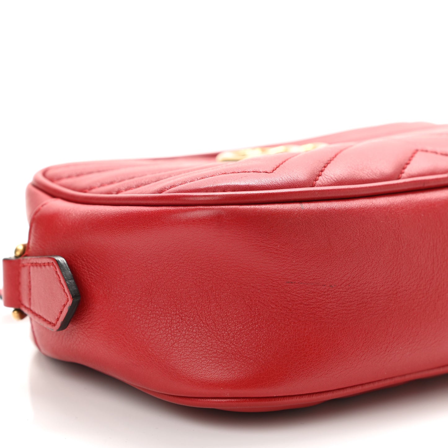 Calfskin Matelasse Mini GG Marmont Chain Shoulder Bag Hibiscus Red