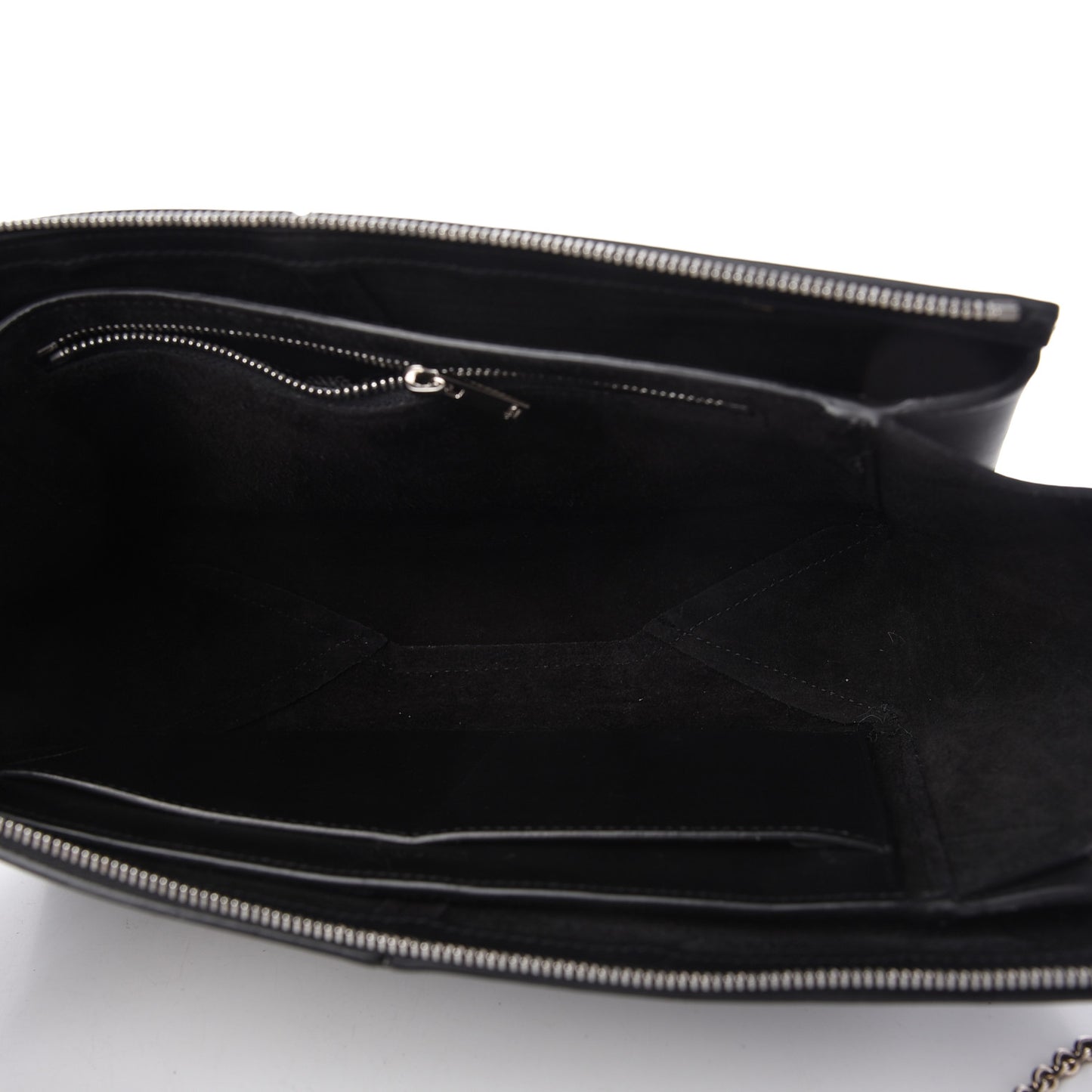 Smooth Calfskin Tri-Fold Clutch on Chain Black