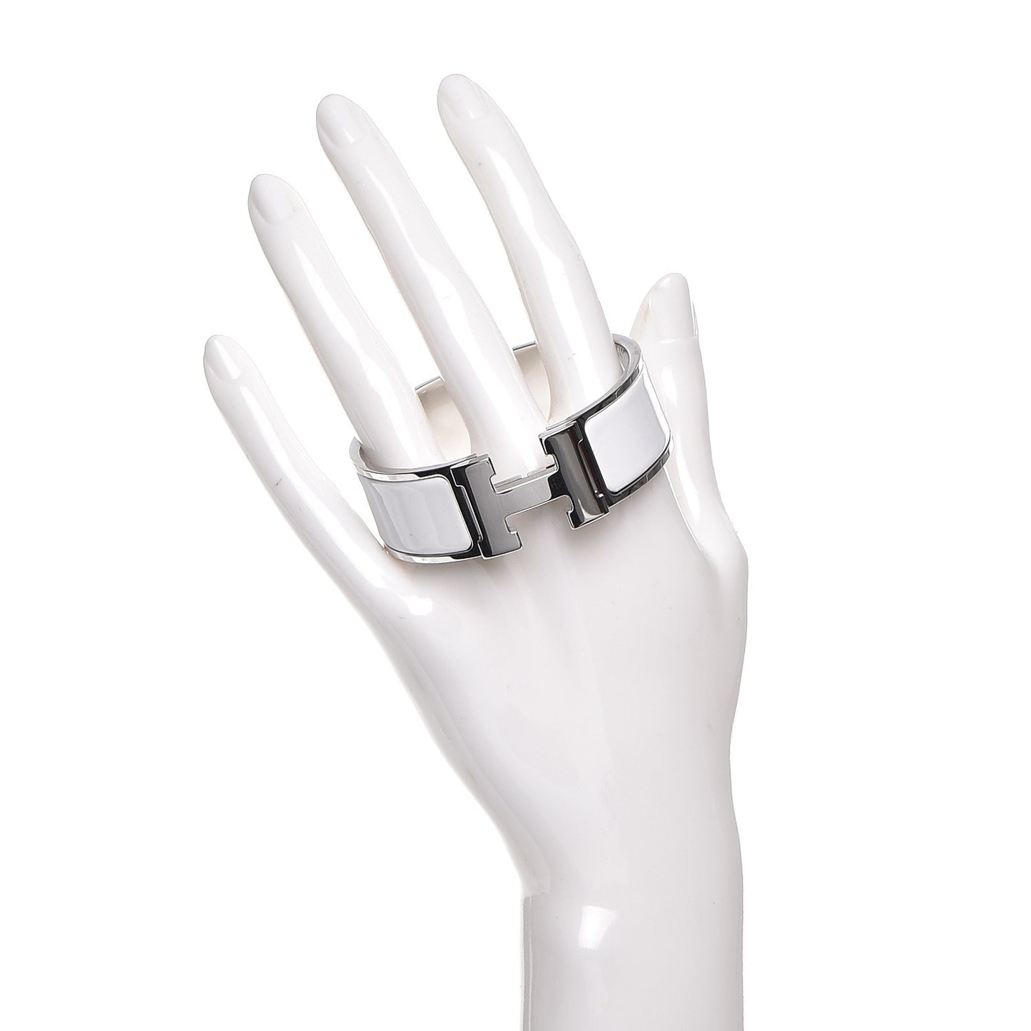 Enamel Wide Clic Clac H Bracelet PM White