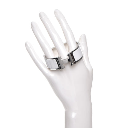 Hermes Enamel Wide Clic Clac H Bracelet PM White 2 of 6