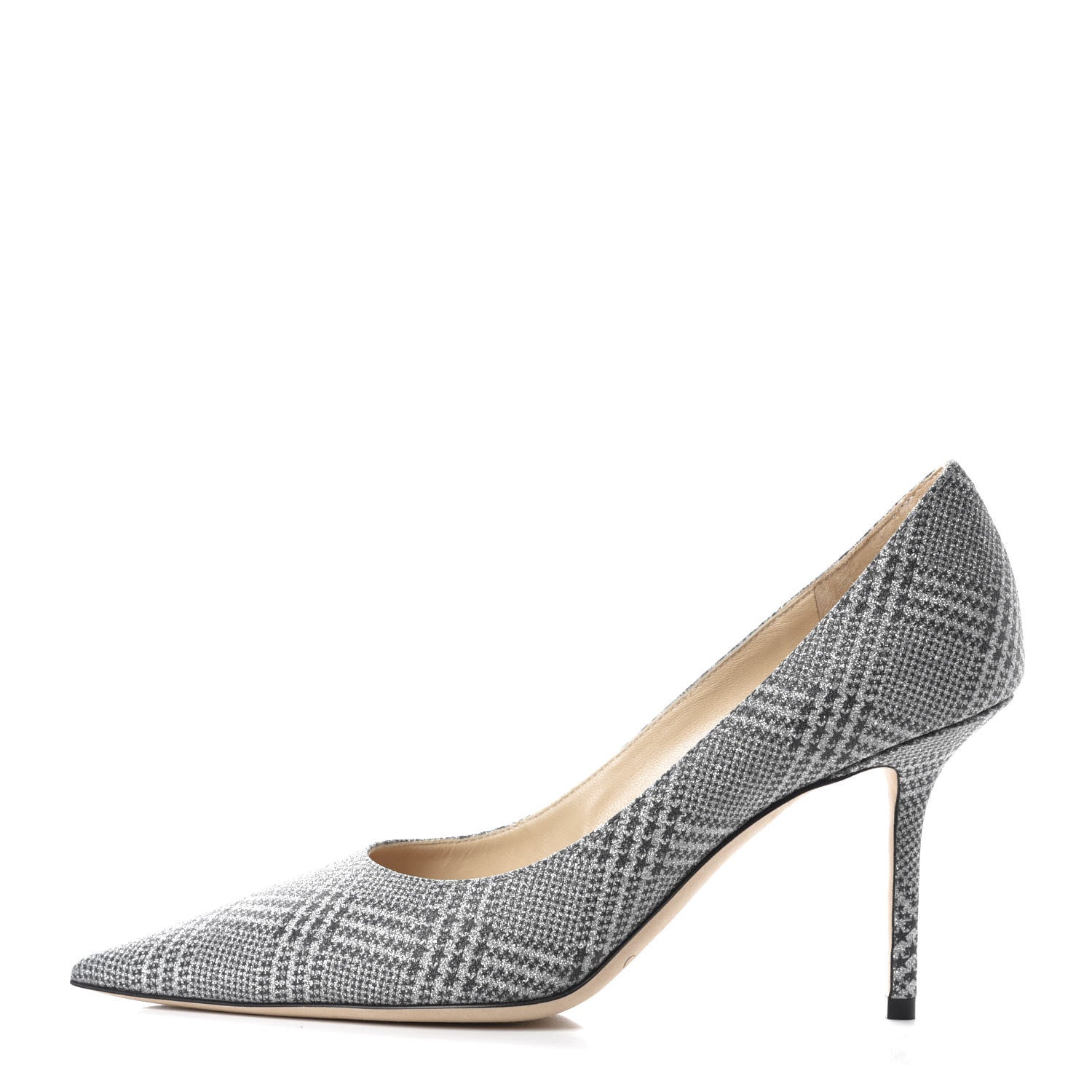 Jimmy Choo Metallic Fabric Plaid Love Prince Of Stars 85 Pump 39 Silver 1 of 10
