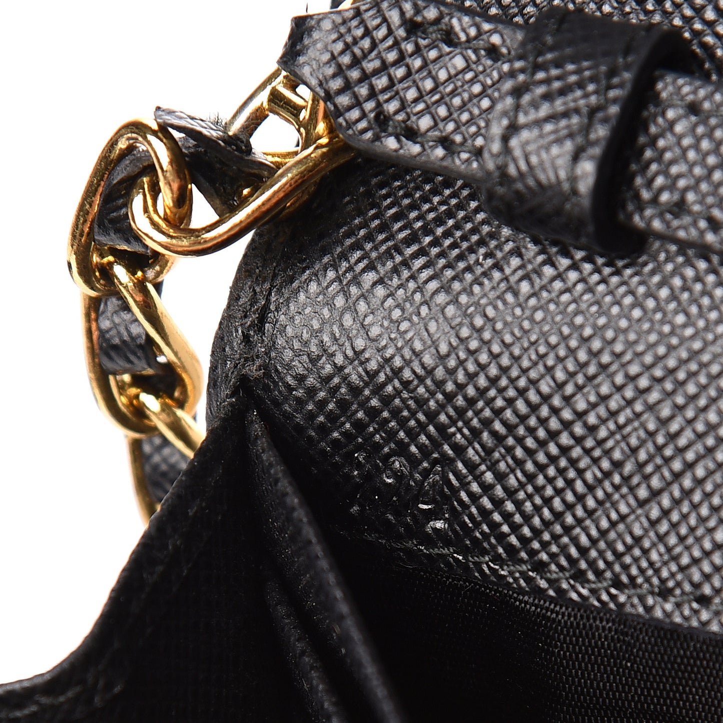 Saffiano Metal Oro Chain Wallet Black
