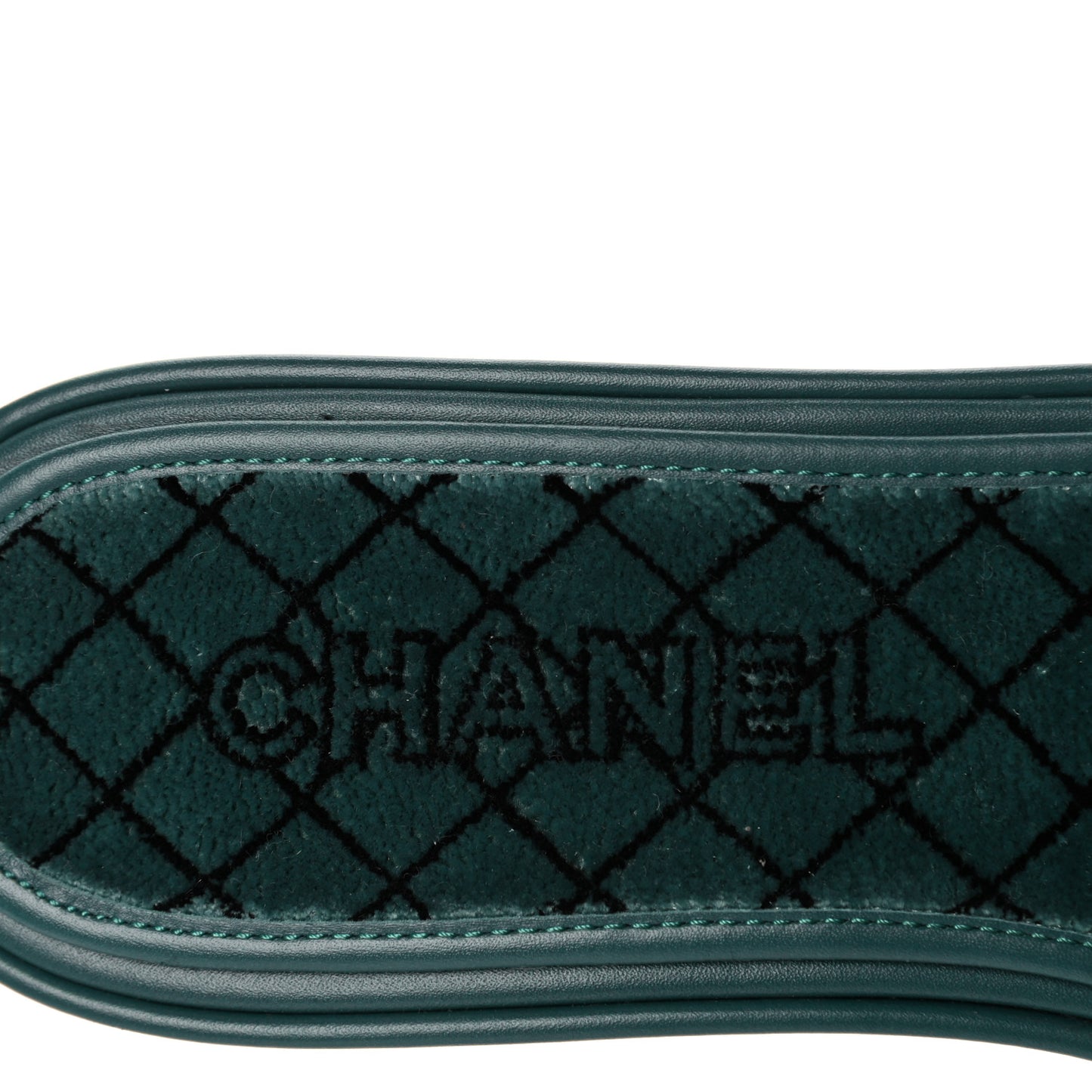 Embroidered Fabric Calfskin Slide Sandal 41 Green