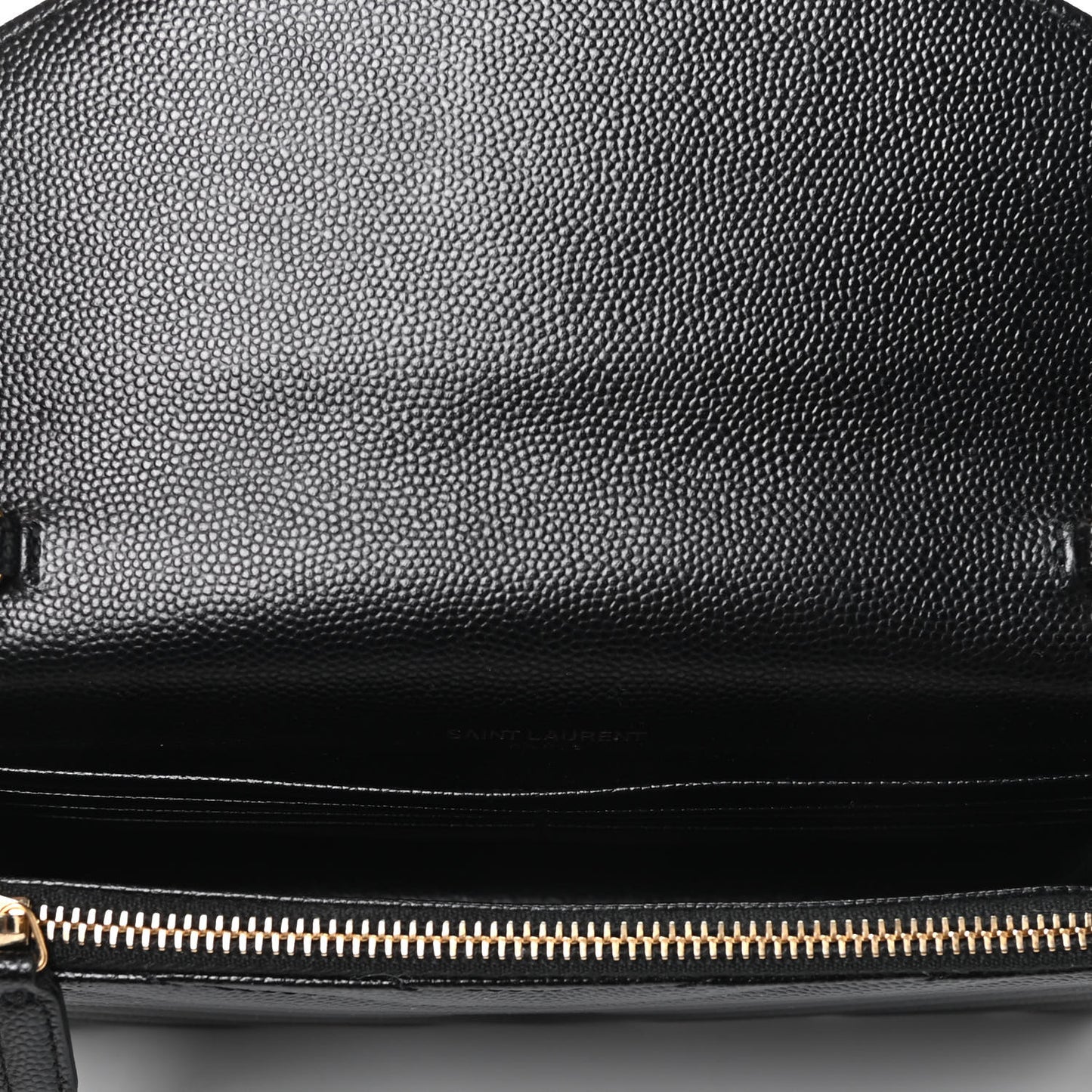Grain De Poudre Matelasse Chevron Monogram Envelope Chain Wallet Black