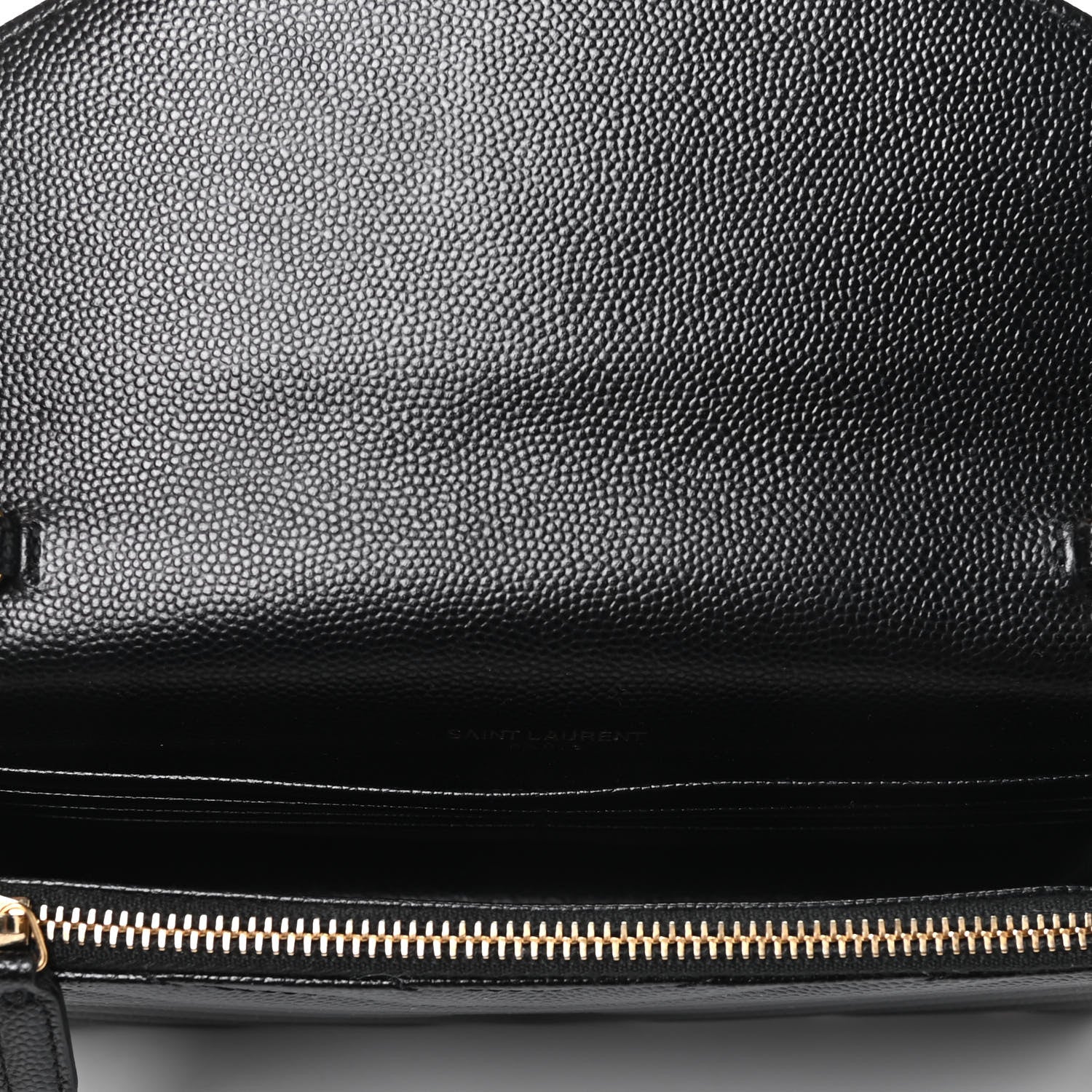 Saint Laurent Grain De Poudre Matelasse Chevron Monogram Envelope Chain Wallet Black 4 of 4