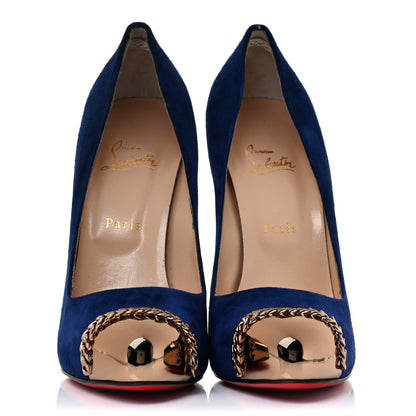Christian Louboutin Suede Metalipp 120 Pumps 41.5 Indigo Bronze 2 of 6