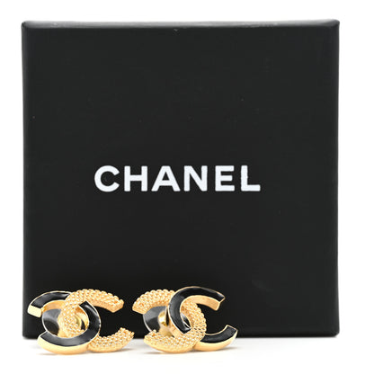 Chanel Metal Enamel CC Earrings Black Gold 2 of 5