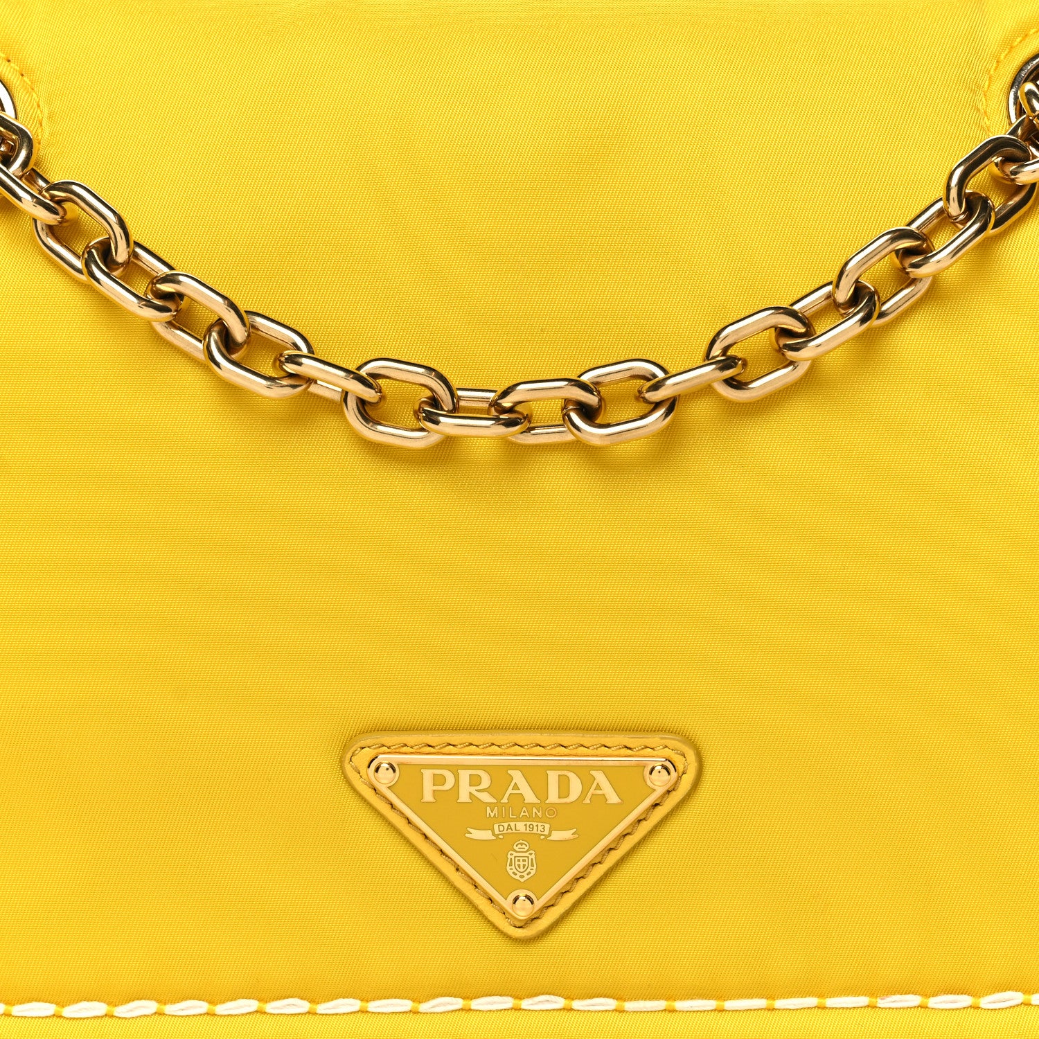 Prada Tessuto Nylon Chain Flap Shoulder Bag Giallo 7 of 11
