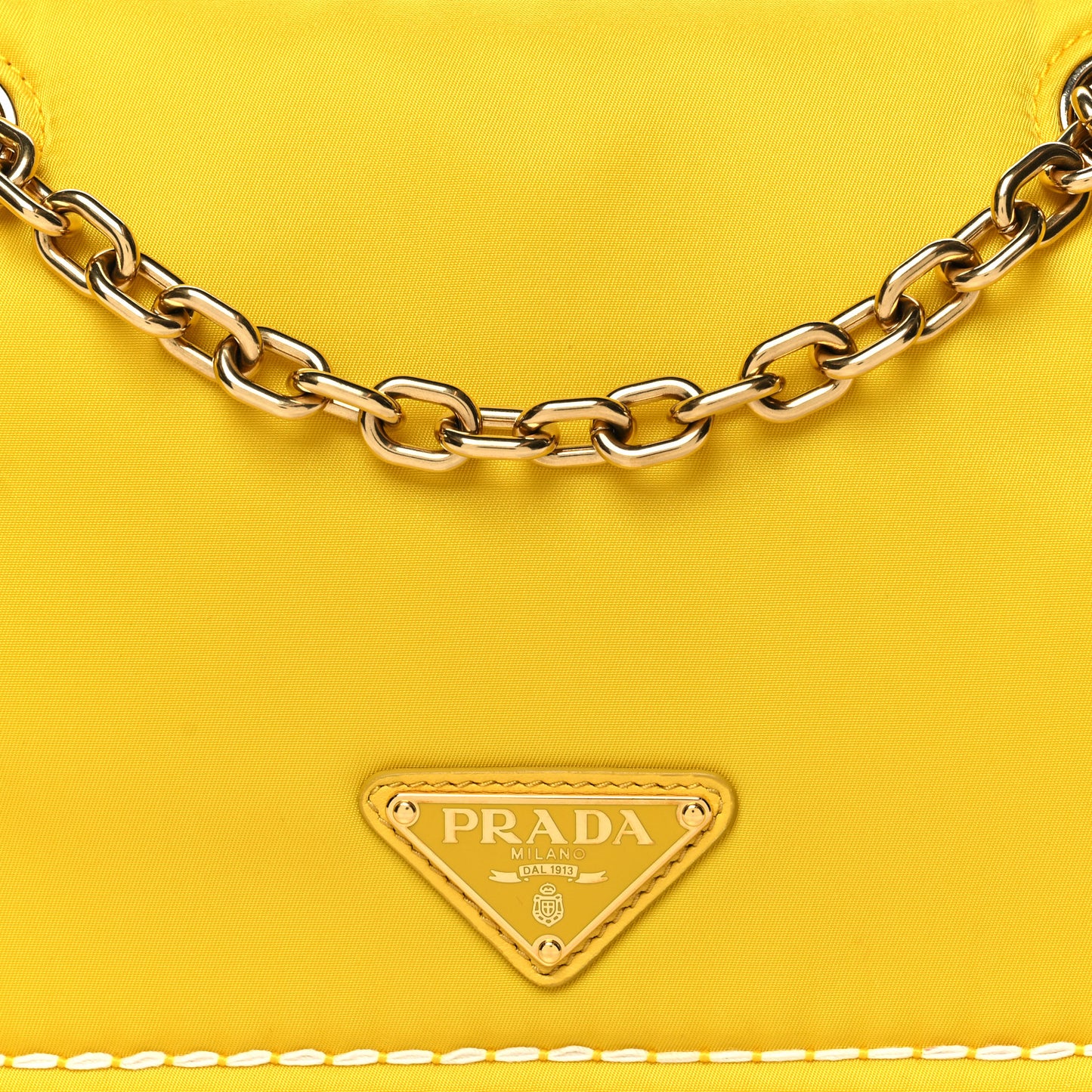 Tessuto Nylon Chain Flap Shoulder Bag Giallo