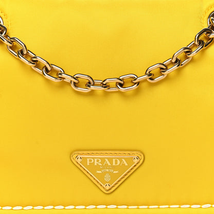 Prada Tessuto Nylon Chain Flap Shoulder Bag Giallo 7 of 11