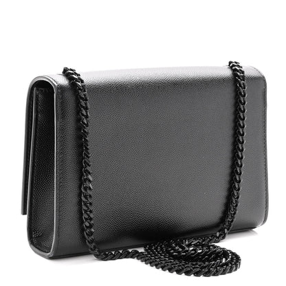 Saint Laurent Grain De Poudre Small Monogram Kate Satchel Black 2 of 8