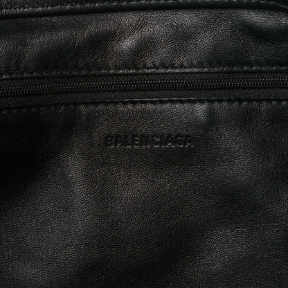 Balenciaga Calfskin Printed Logo Small Market Shopper Tote Black 6 of 7