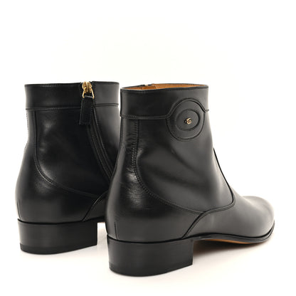 Gucci New Waxed Calfskin Mens Adel GG Ankle Boots 9 Black 5 of 10