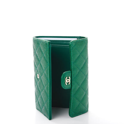 Chanel Metallic Caviar Quilted Medium Flap Wallet Green 5 of 9