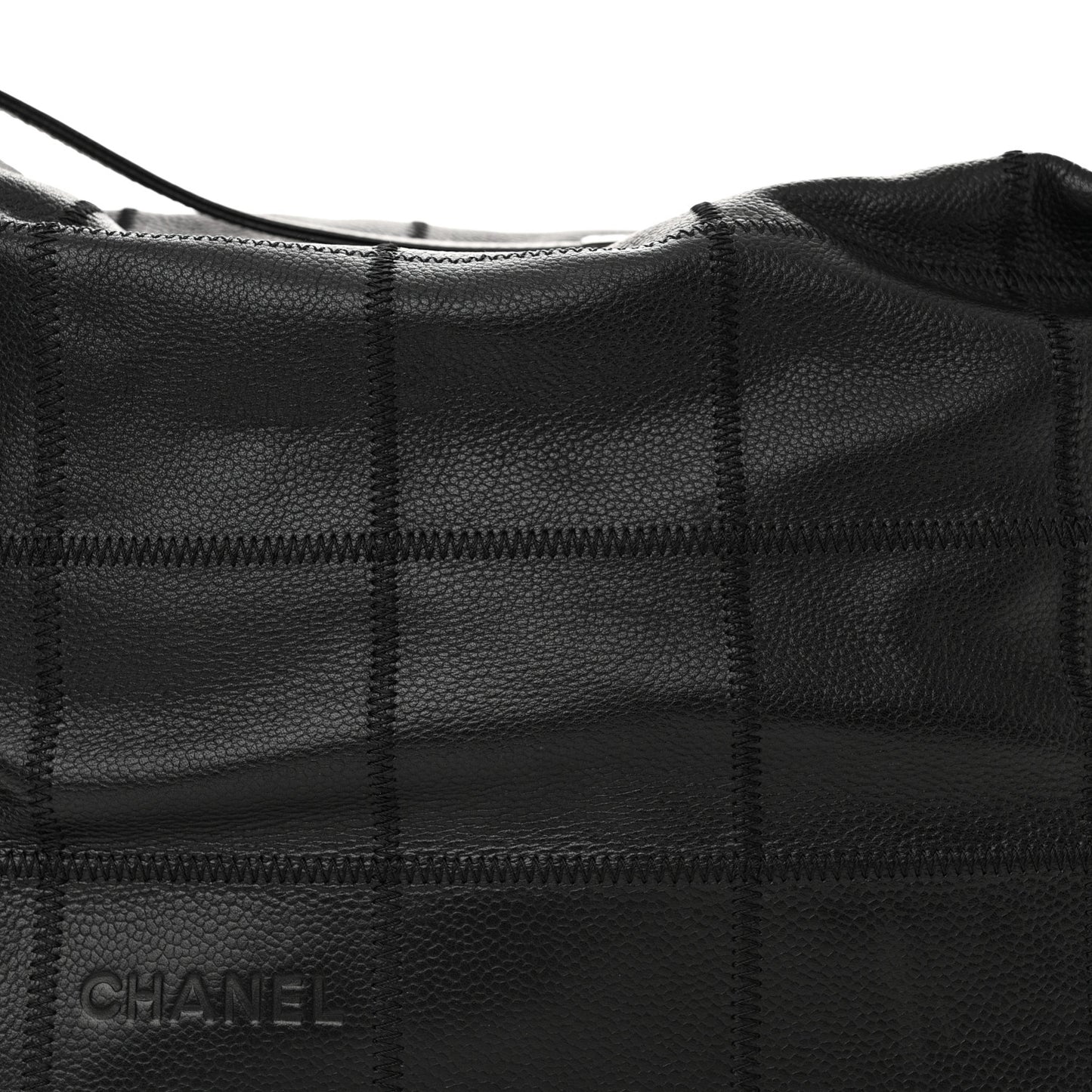 Caviar Square Stitched Hobo Black