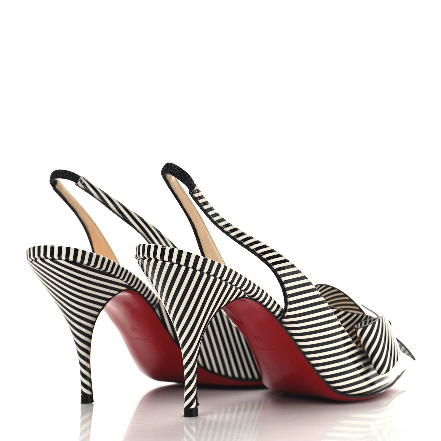 Christian Louboutin Patent Stripes Clare Nodo 80 Pumps 40 Jeans White 5 of 8