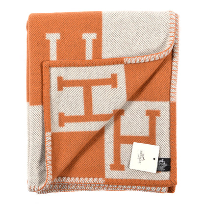 Hermes Wool Cashmere Avalon Blanket Ecru Potiron 2 of 3