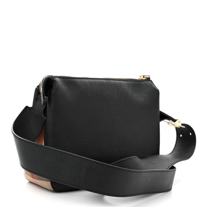 Burberry Soft Grain Calfskin House Check Small Helmsley Crossbody Black 3 of 13