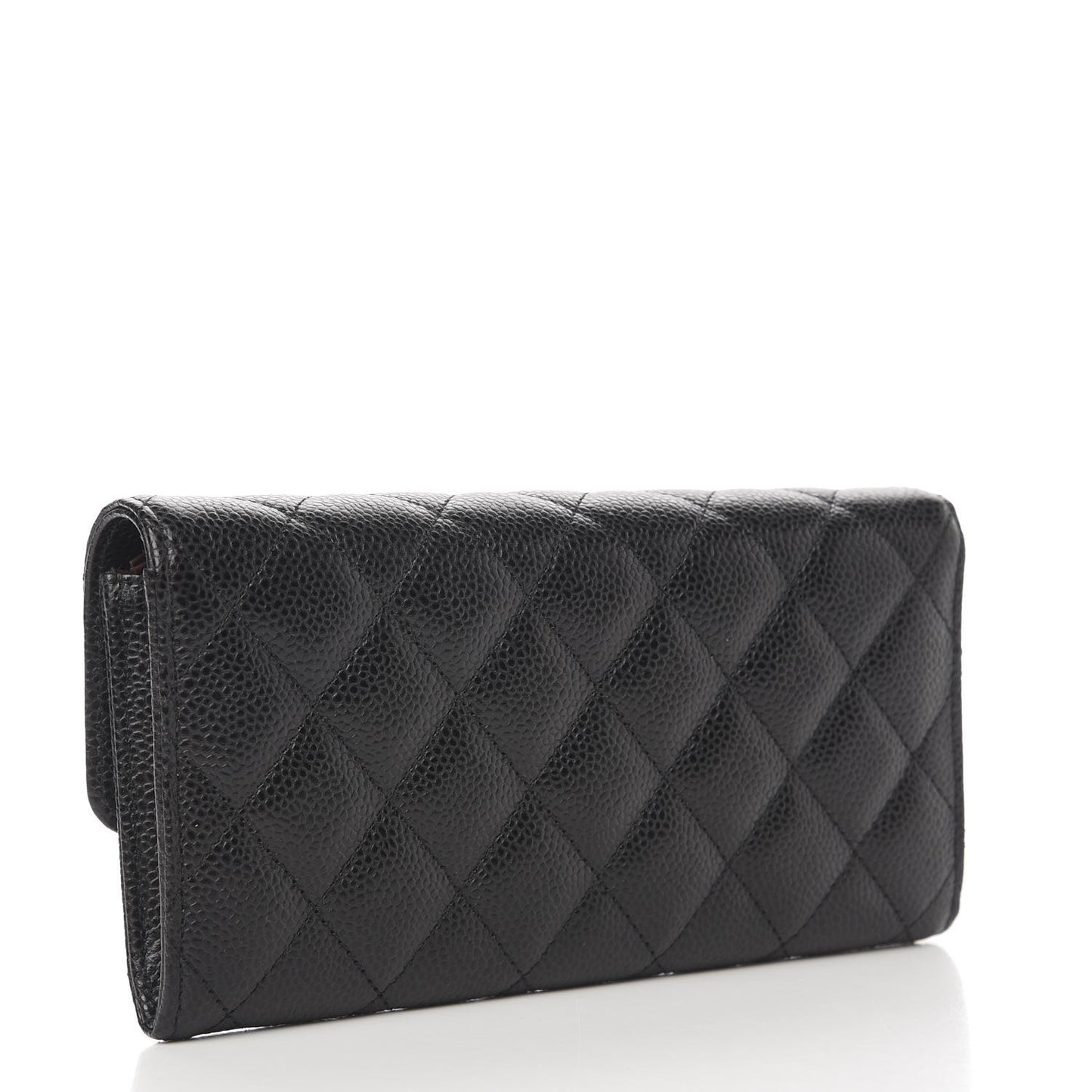 Caviar Quilted Large Flap Gusset Wallet Black