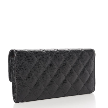 Chanel Caviar Quilted Large Flap Gusset Wallet Black 2 of 9