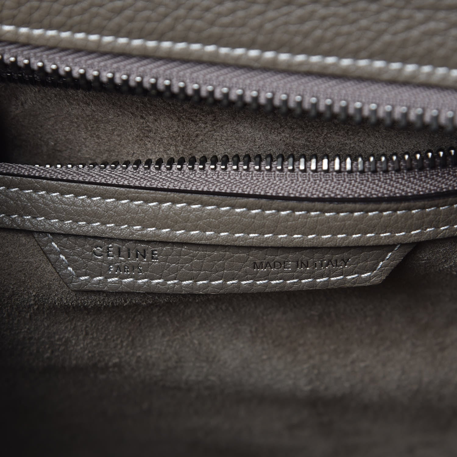 Celine Drummed Calfskin Micro Luggage Souris 6 of 8
