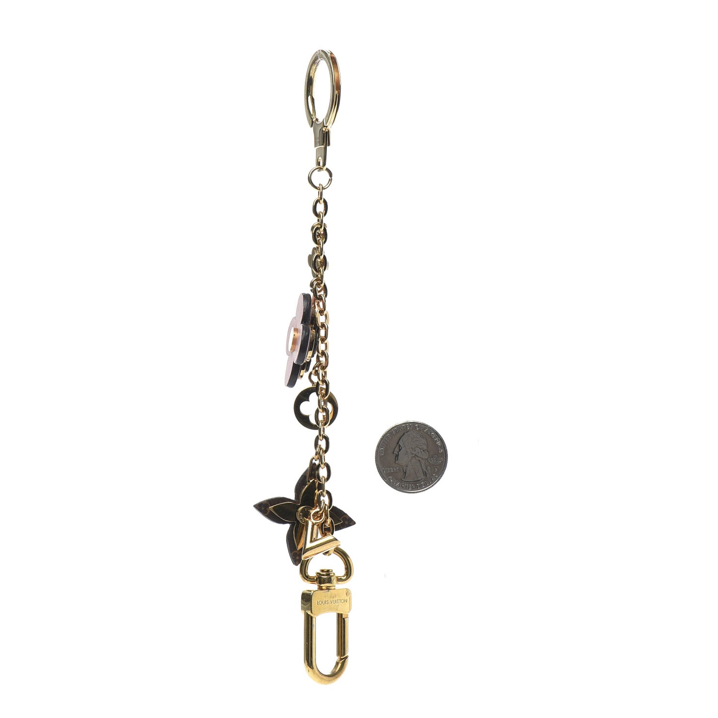 Brass Monogram Blooming Flowers Bag Charm Key Holder Rose Ballerine