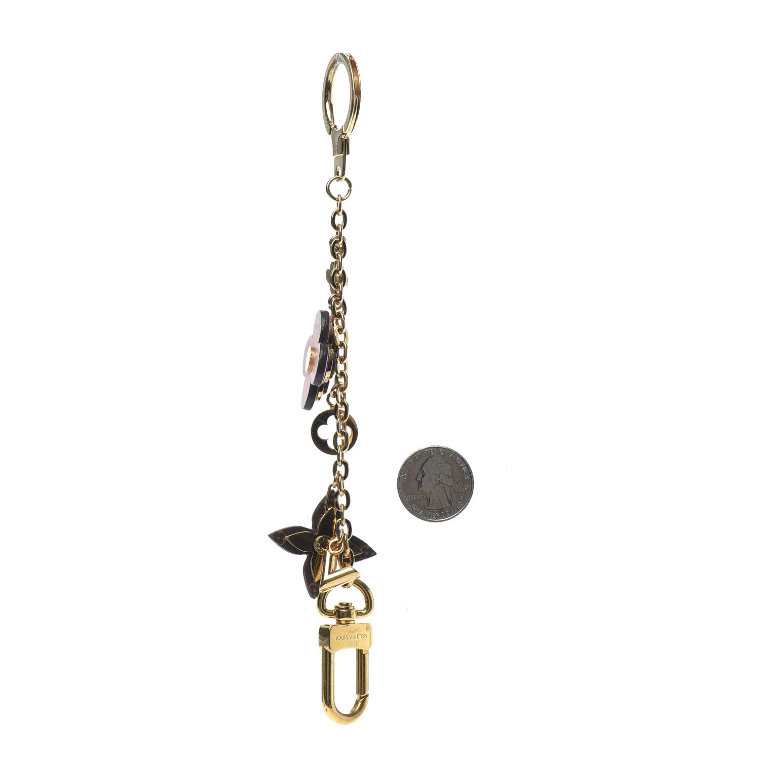Louis Vuitton Brass Monogram Blooming Flowers Bag Charm Key Holder Rose Ballerine 2 of 3