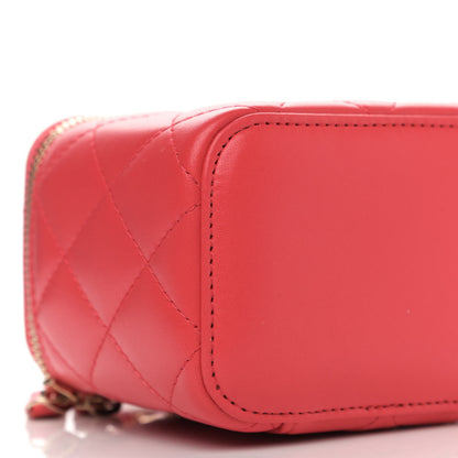 Chanel Lambskin Quilted Mini Vanity Case With Chain Dark Pink 9 of 11