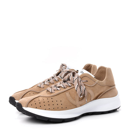 Chanel Suede Goatskin CC Sneakers 40.5 Dark Beige 3 of 10