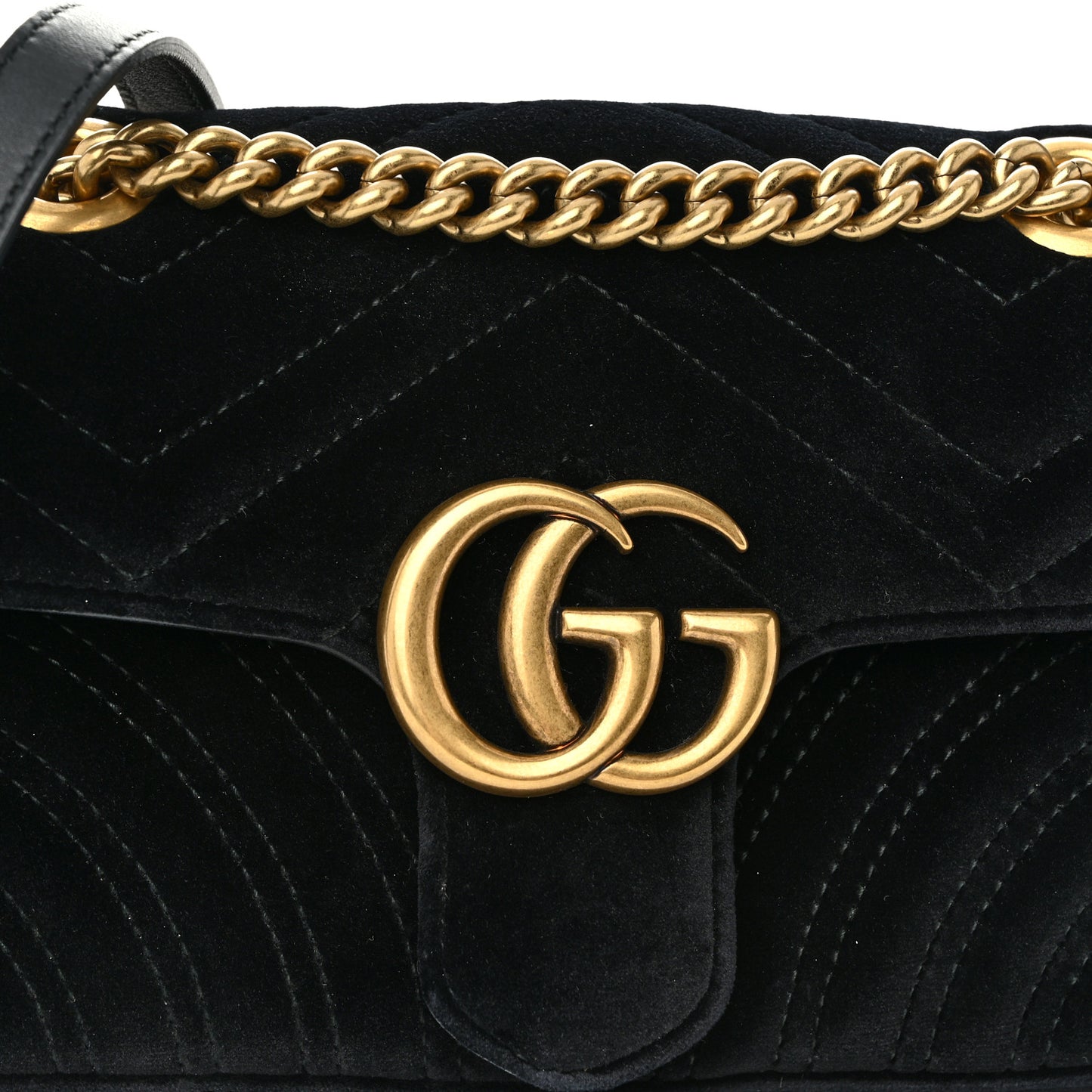Velvet Matelasse Mini GG Marmont Shoulder Bag Black