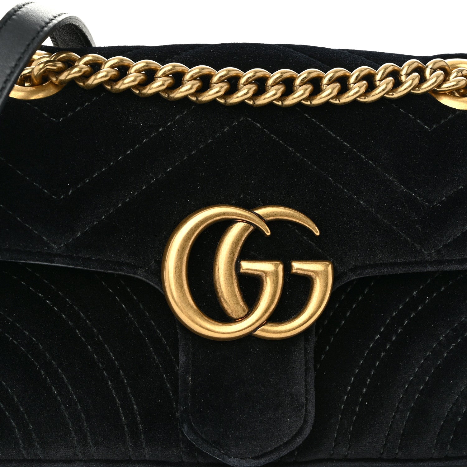 Gucci Velvet Matelasse Mini GG Marmont Shoulder Bag Black 8 of 11