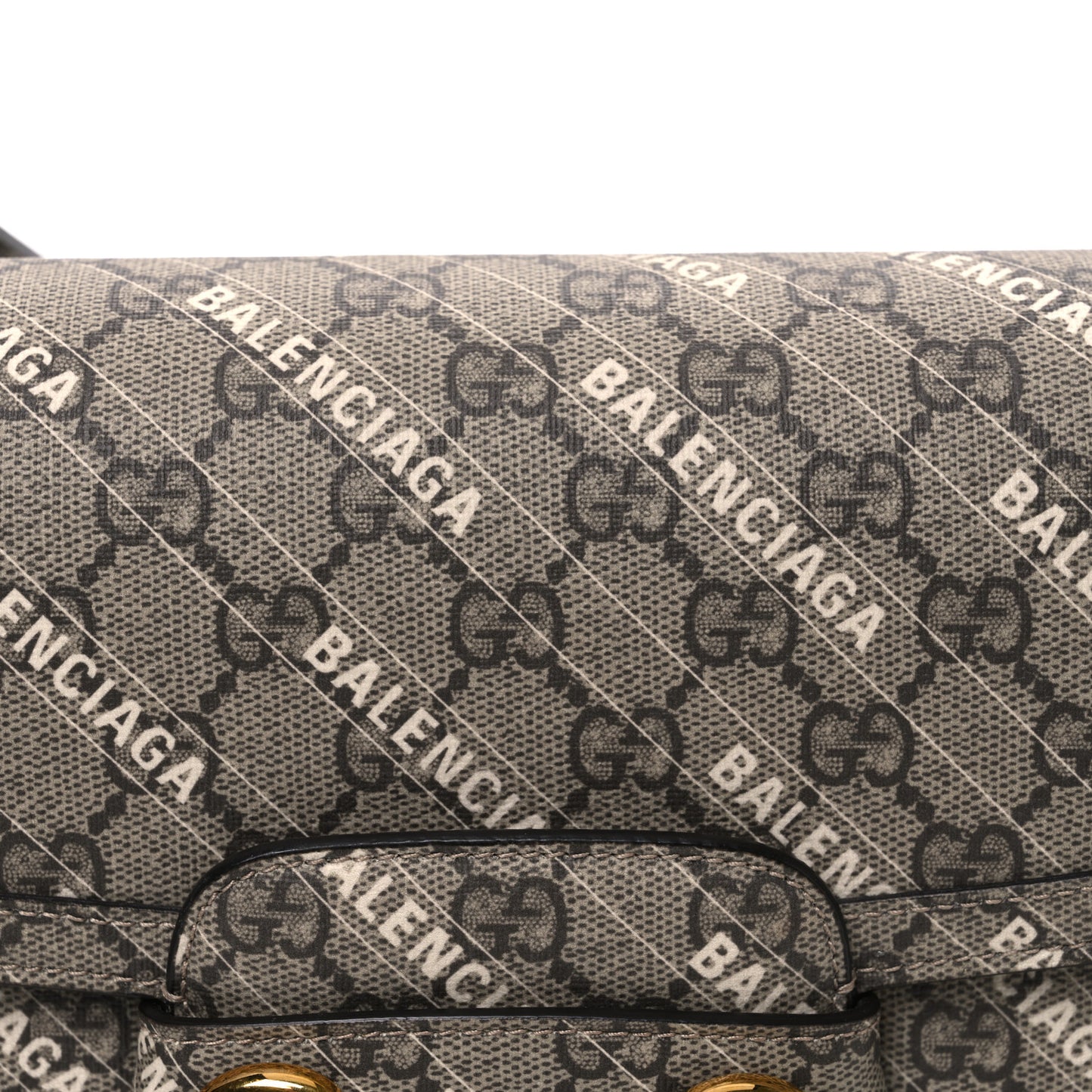 X BALENCIAGA GG Supreme Monogram Logo Print Horsebit 1955 Shoulder Bag Beige Ebony