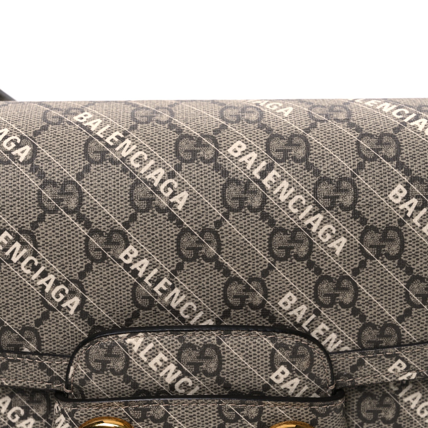 Gucci X BALENCIAGA GG Supreme Monogram Logo Print Horsebit 1955 Shoulder Bag Beige Ebony 8 of 10