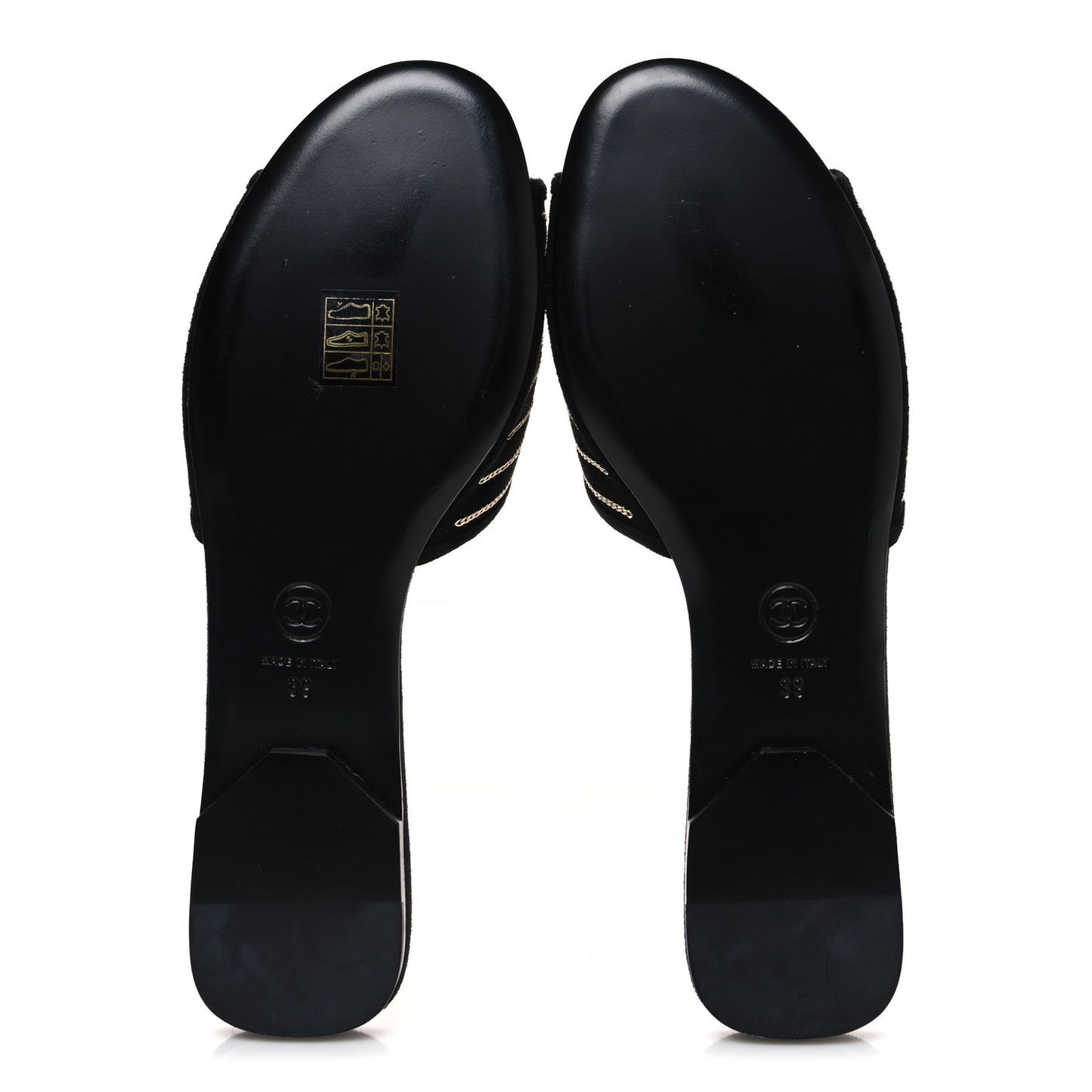 Suede Chain Flat Mule Sandals 39 Black