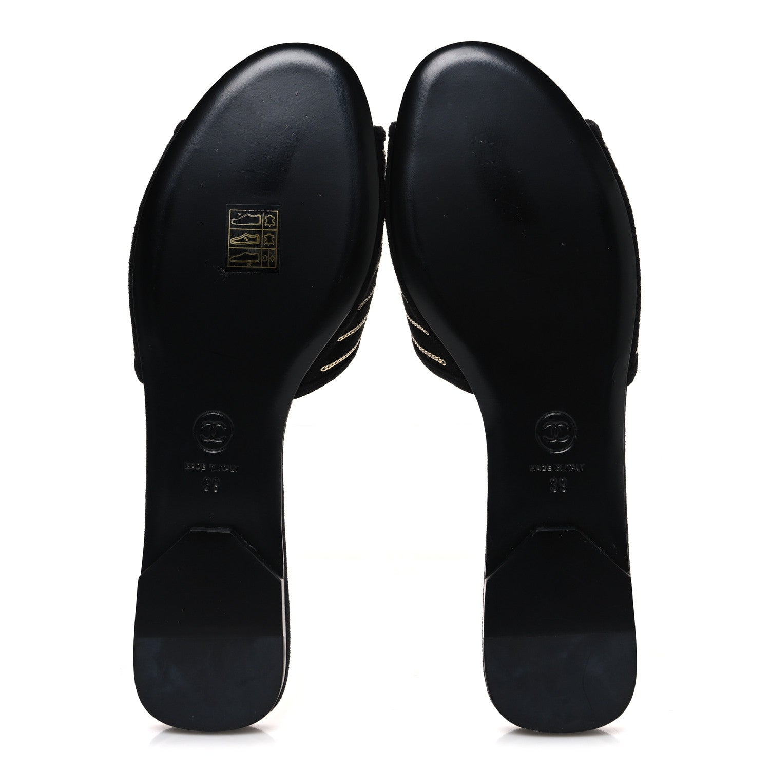 Chanel Suede Chain Flat Mule Sandals 39 Black 7 of 12