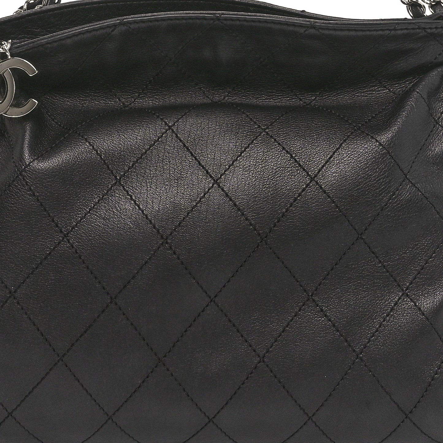 Lambskin Stitched Medium Ultimate Soft Tote Black