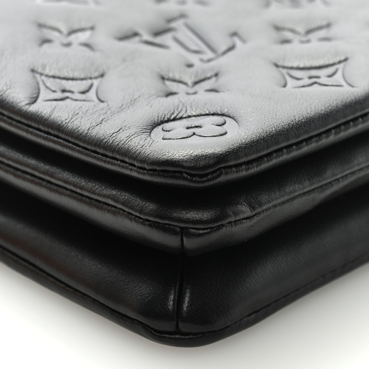 Lambskin Embossed Monogram Pochette Coussin Black