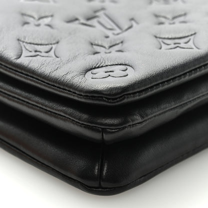 Louis Vuitton Lambskin Embossed Monogram Pochette Coussin Black 7 of 9